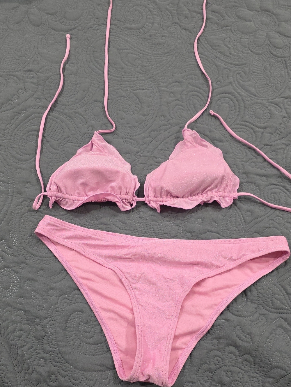 surf style Light Pink Triangle Bikini Set